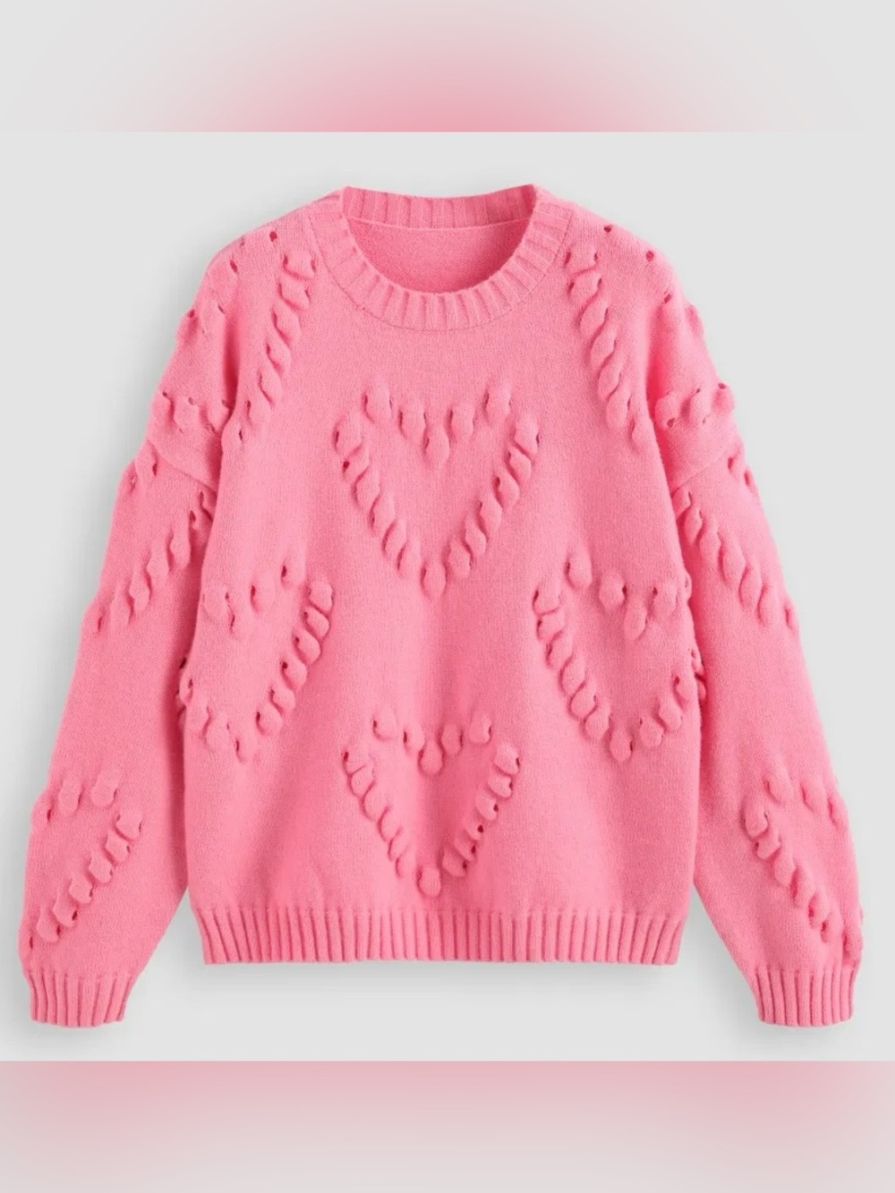 NWT - Cider Heart-Textured Pullover Sweater in Pink
